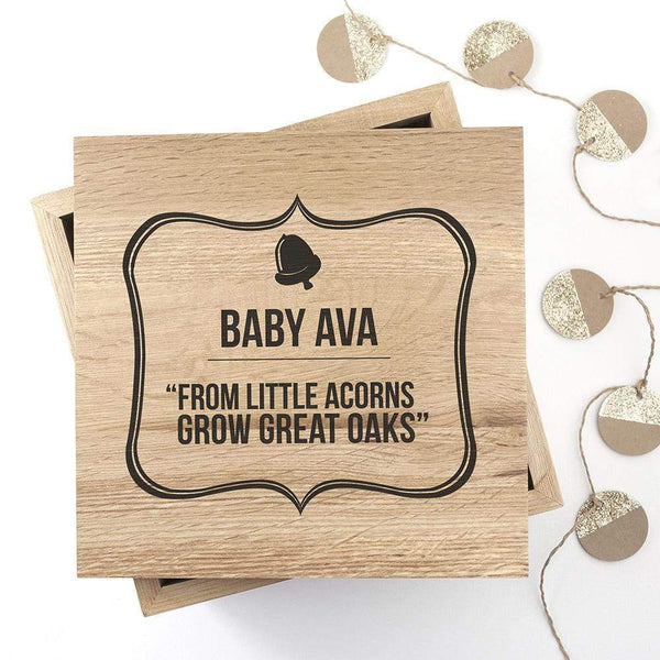 Wooden Gifts & Accessories Personalised Little Acorns Large Keepsake Box Treat Gifts