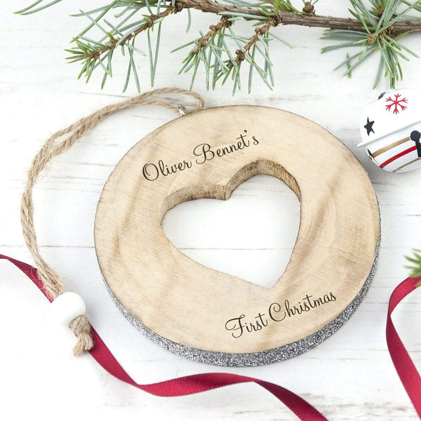 Wooden Gifts & Accessories Personalised Sparkle Heart Christmas Decoration Treat Gifts