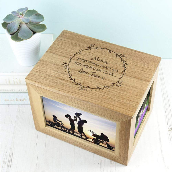 Wooden Gifts & Accessories Personalised Thank You Mum Midi Oak Photo Cube Keepsake Box Treat Gifts