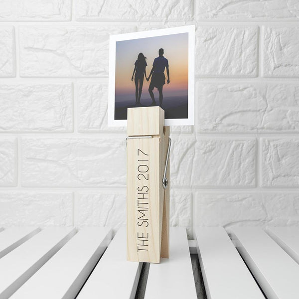 Wooden Gifts & Accessories Personalised Wooden Peg Photo Holder Treat Gifts