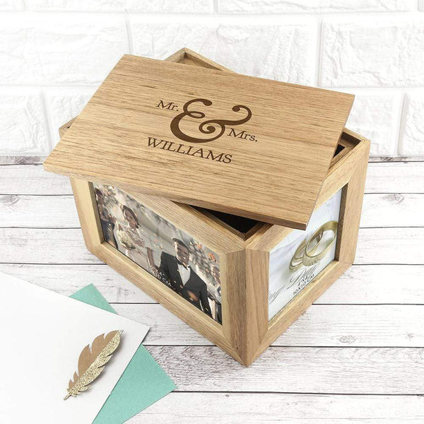 Wooden Gifts & Accessories Personalized Couple Gifts Classic Mr. & Mrs. Midi Oak Photo Cube Keepsake Box Treat Gifts