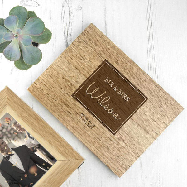 Wooden Gifts & Accessories Personalized Couple Gifts Contemporary Mr. & Mrs. Midi Oak Photo Cube Keepsake Box Treat Gifts