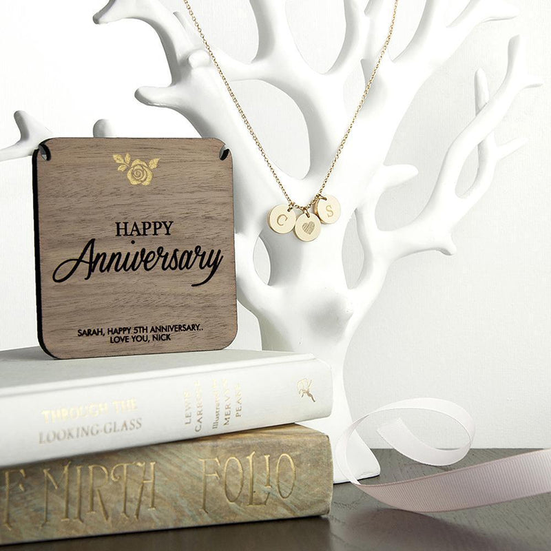 Wooden Gifts & Accessories Personalized Jewelry Happy Anniversary Necklace & Keepsake Treat Gifts