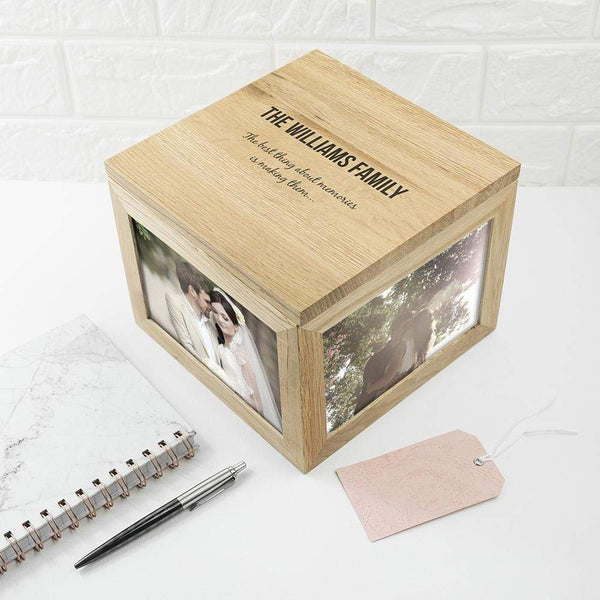 Wooden Gifts & Accessories Personalized Keepsake Box We Are Family Oak Photo Keepsake Box Treat Gifts