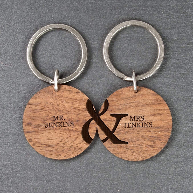 Wooden Gifts & Accessories Personalized Keychains Couples Set of Two Wooden Keyrings Treat Gifts