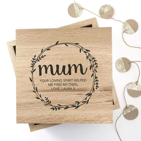 Wooden Gifts & Accessories Personalized Mother's Day Gifts -  Wreath Mother's Day Large Oak Photo Cube Treat Gifts