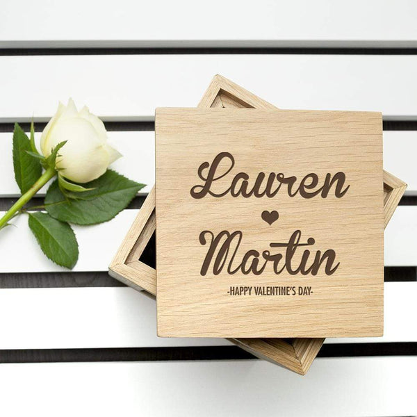 Wooden Gifts & Accessories Personalized Photo Gifts Couple's Names Oak Photo Cube Treat Gifts