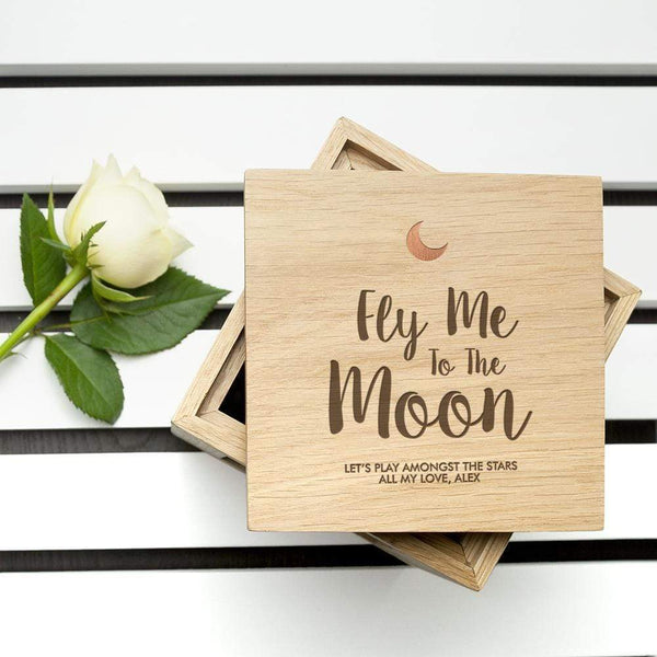 Wooden Gifts & Accessories Personalized Photo Gifts Fly Me To The Moon Oak Photo Cube Treat Gifts