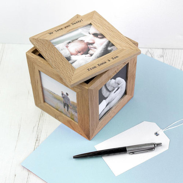 Wooden Gifts & Accessories Personalized Photo Gifts Oak Photo Cube Keepsake Box Treat Gifts