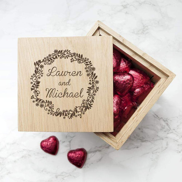 Wooden Gifts & Accessories Personalized Photo Gifts Romantic Floral Frame Oak Photo Cube Treat Gifts