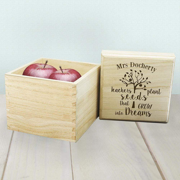 Wooden Gifts & Accessories Teacher Gifts Personalised Teachers Plant Seeds... Cube Box Treat Gifts
