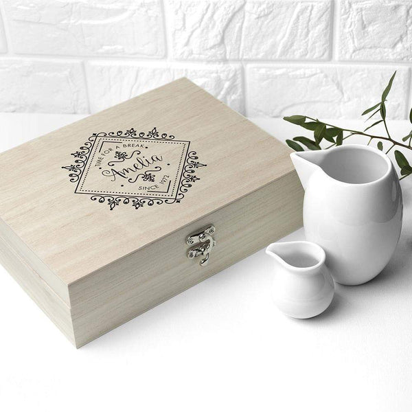 Time For a Break! Blooming Beautiful Personalized Gift Ideas Wooden Tea Box