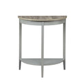 Wooden Half Moon Shaped Console Table with One Open Bottom Shelf, Oak Brown and Gray-Console Tables-Brown and Gray-Wood-JadeMoghul Inc.