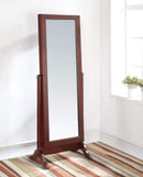 Wooden Jewelry Armoire With Floor Mirror, Cherry Brown