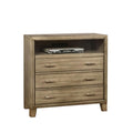 Wooden Media Chest With three drawers, Gray-Media Storage Cabinets & Racks-Gray-Solid Wood, Wood Veneer & Others-JadeMoghul Inc.