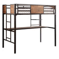 Wooden & Metal Twin Size Bunk Bed With Workstation, Black