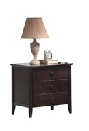 Wooden Nightstand With 3 Drawers, Dark Walnut Brown