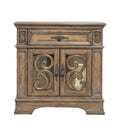 Wooden Nightstand with Intricate Carved Designs, Brown-Nightstand-Brown-Wood-JadeMoghul Inc.