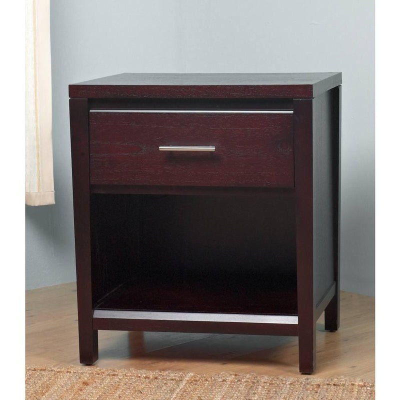 Wooden Nightstand with Power Outlet, Brown-Bedroom Furniture-Brown-Wood-JadeMoghul Inc.