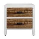 Wooden Nightstand with Two Drawers, White and Brown-Bedroom Furniture-White and Brown-Wood-JadeMoghul Inc.