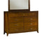 Wooden Nine Drawer Dresser with Tapered Feet, Cinnamon Brown-Bedroom Furniture-Brown-Wood and Metal-JadeMoghul Inc.