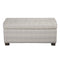 Wooden Ottoman With Intricate Diamond Pattern Fabric Upholstery, Large, Gray and Cream