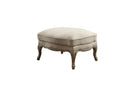 Wooden Ottoman With Reversible Cushion Seat In Cream-Footstools and Ottomans-Cream-Wood and Fabric-JadeMoghul Inc.