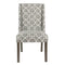 Wooden Parson Dining Chairs with Trellis Patterned Fabric Upholstered Seating, Gray, Set of Two-Dining Chairs-Gray-Wood and Fabric-JadeMoghul Inc.