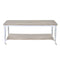 Wooden Rectangular Coffee Table with Open Bottom Shelf and Caster Legs, Oak Brown and Silver-Coffee Tables-Brown and Silver-Wood and Metal-JadeMoghul Inc.