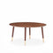 Wooden Round Coffee Table With Dual Color Feet, Brown-Coffee Tables-Brown-Wood-JadeMoghul Inc.