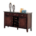 Wooden Server With Marble Top,  Walnut Brown
