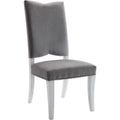Wooden Side Chair with Fabric Upholstered Seat and Back, Set of 2, Gray and White-Accent Chairs-Gray and White-Wood and Fabric-JadeMoghul Inc.