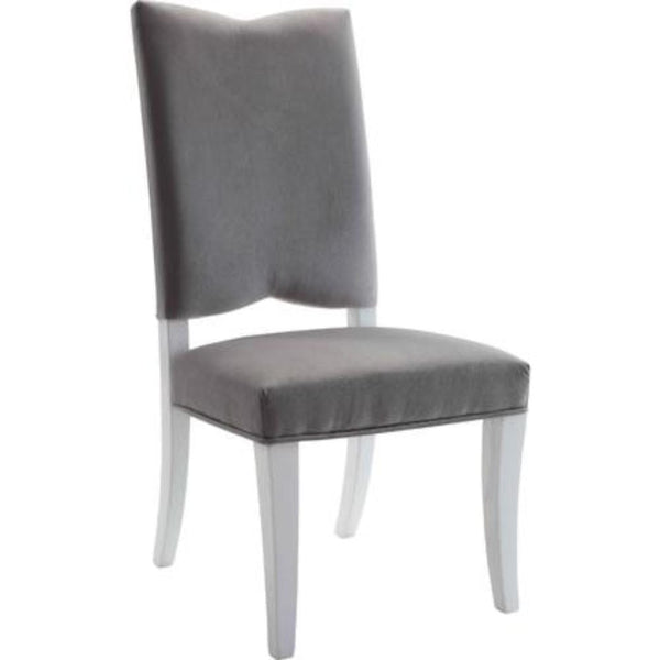 Wooden Side Chair with Fabric Upholstered Seat and Back, Set of 2, Gray and White-Accent Chairs-Gray and White-Wood and Fabric-JadeMoghul Inc.