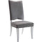 Wooden Side Chair with Fabric Upholstered Seat and Back, Set of 2, Gray and White-Accent Chairs-Gray and White-Wood and Fabric-JadeMoghul Inc.
