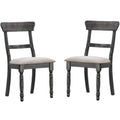 Wooden Side Chair with Fabric Upholstered Seat, Set of 2, Gray-Accent Chairs-Gray-Wood and Fabric-JadeMoghul Inc.