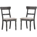 Wooden Side Chair with Fabric Upholstered Seat, Set of 2, Gray-Accent Chairs-Gray-Wood and Fabric-JadeMoghul Inc.