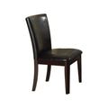 Wooden Side Chair with Leatherette Upholstery, Set of 2, Black and Brown-Accent Chairs-Black and Brown-Wood and Polyurethane-JadeMoghul Inc.