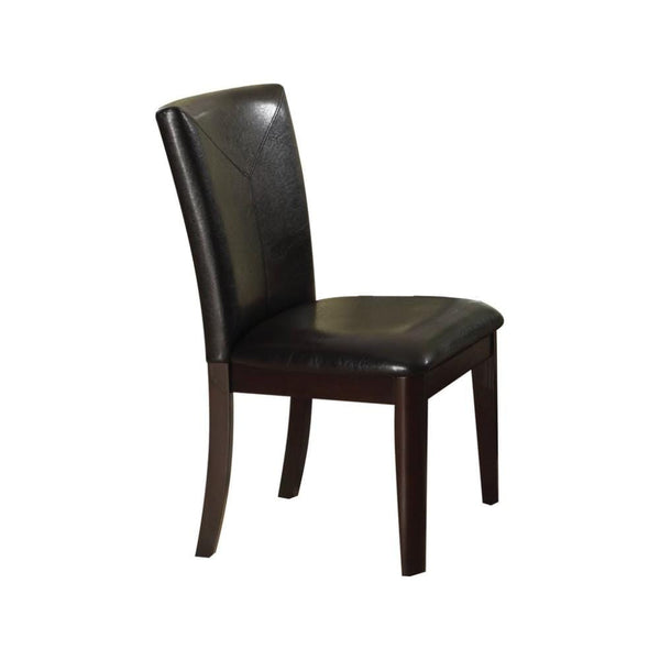 Wooden Side Chair with Leatherette Upholstery, Set of 2, Black and Brown-Accent Chairs-Black and Brown-Wood and Polyurethane-JadeMoghul Inc.