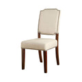 Wooden Side chair with padded Ivory Seat, Cherry Brown, Pack of 2-Dining Chairs-Brown , Ivory-Wood & Fabric-JadeMoghul Inc.