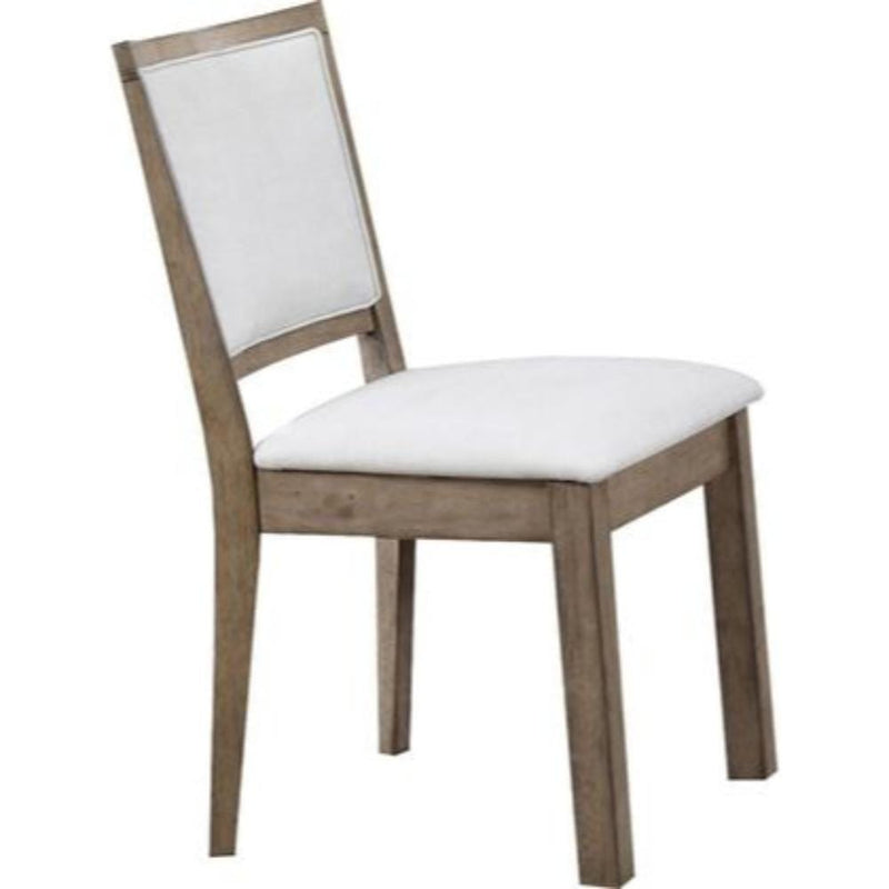 Wooden Side Chair with Padded Seat and Backrest, Set of 2, White and Brown-Accent Chairs-White and Brown.-Wood and Polyurethane-JadeMoghul Inc.