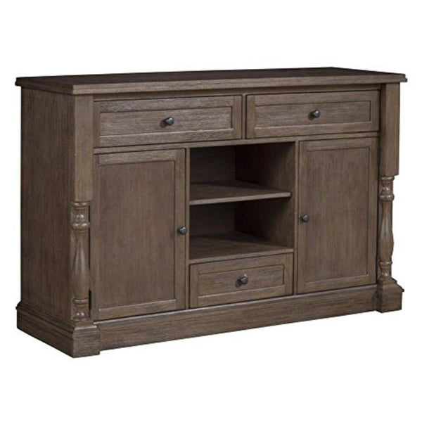 Wooden Sideboard In Quaint Style With Drawers Brown-Buffets and Sideboards-Brown-Solid Poplar And Pine Wood With Birch Veneer-JadeMoghul Inc.