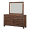 Wooden Six Drawer Dresser with Metal Pull and Tenon Corner Joints, Brick Brown-Bedroom Furniture-Brown-Wood Metal-JadeMoghul Inc.