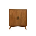 Wooden Small Bar Cabinet with Two Doors and Splayed Legs, Brown-Bar Cabinets-Brown-Mahogany Solids & Okoume Veneer-JadeMoghul Inc.