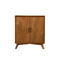 Wooden Small Bar Cabinet with Two Doors and Splayed Legs, Brown-Bar Cabinets-Brown-Mahogany Solids & Okoume Veneer-JadeMoghul Inc.