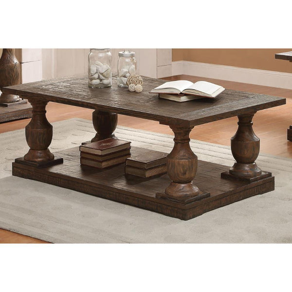 Wooden Sofa Table With Oversized Balustrade Turned Legs, Brown-Living Room Furniture-Brown-Wood-JadeMoghul Inc.