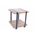 Wooden Square Top Side Table With A Lower Shelf, Natural Wood Brown And Black-Side Tables and End Tables-Brown-Akacia Wood-JadeMoghul Inc.