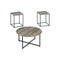 Wooden Table Set with Sturdy Metal Base, Set of Three, Gray and Brown-Accent Tables-Gray and Brown-Wood-JadeMoghul Inc.