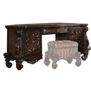 Wooden Vanity Desk with Seven Drawers, Cherry Oak Brown-Cabinet and Storage Chests-Brown-Wood And Metal-JadeMoghul Inc.