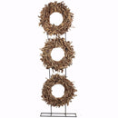 Wood/Metal Tea Root Circle decoration, Brown-Decorative Objects and Figurines-Brown-Wood/Metal-JadeMoghul Inc.