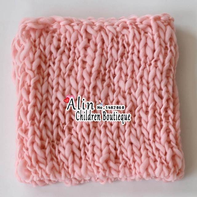 Wool Crochet Baby Blanket Newborn Photography Props,Chunky Knit Blanket Basket Filler 10 colors,